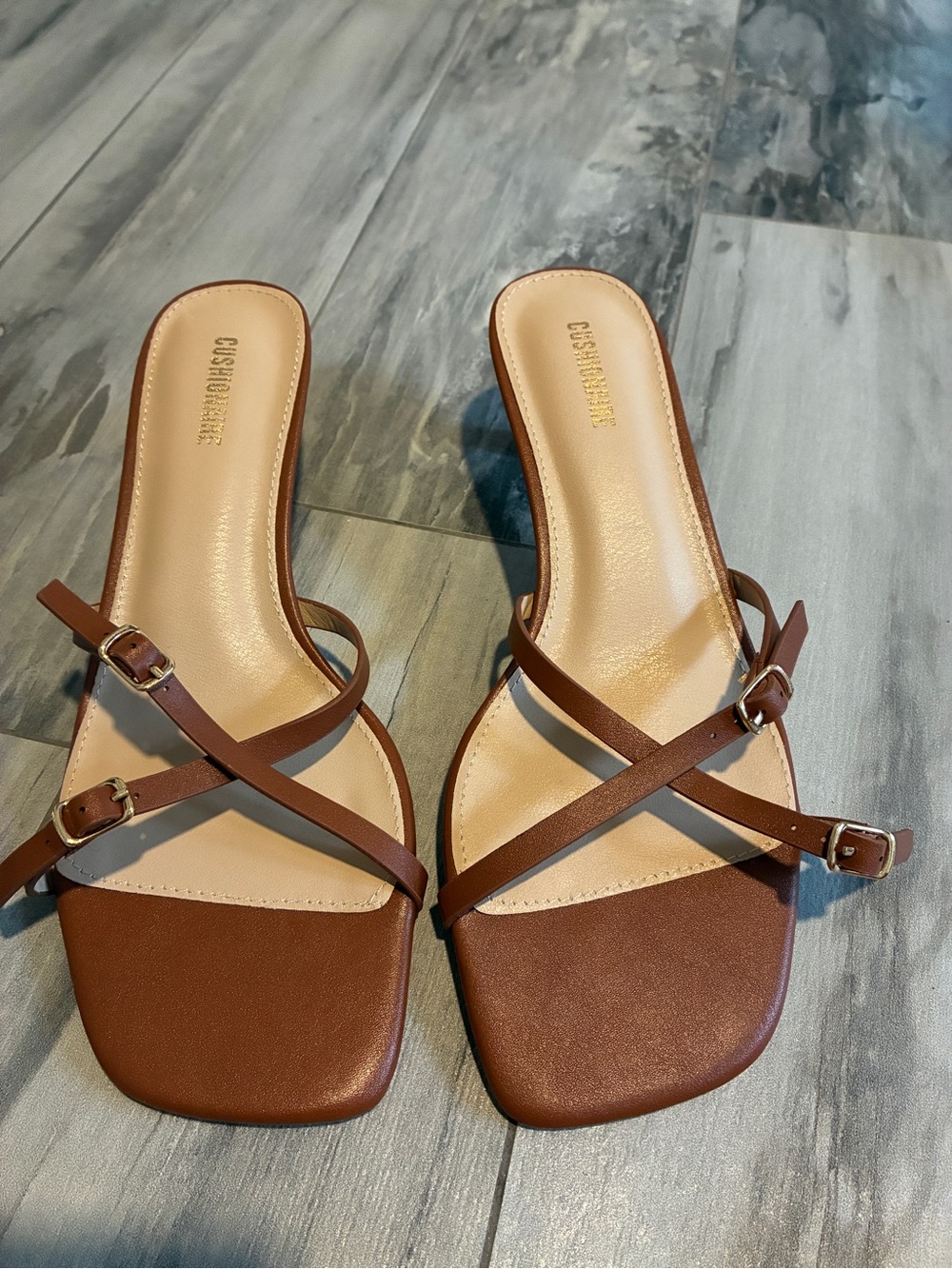 Casual Brown Strappy Slide Mules with Buckle Detail